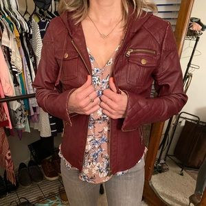Ci Sono Burgandy Moto Jacket